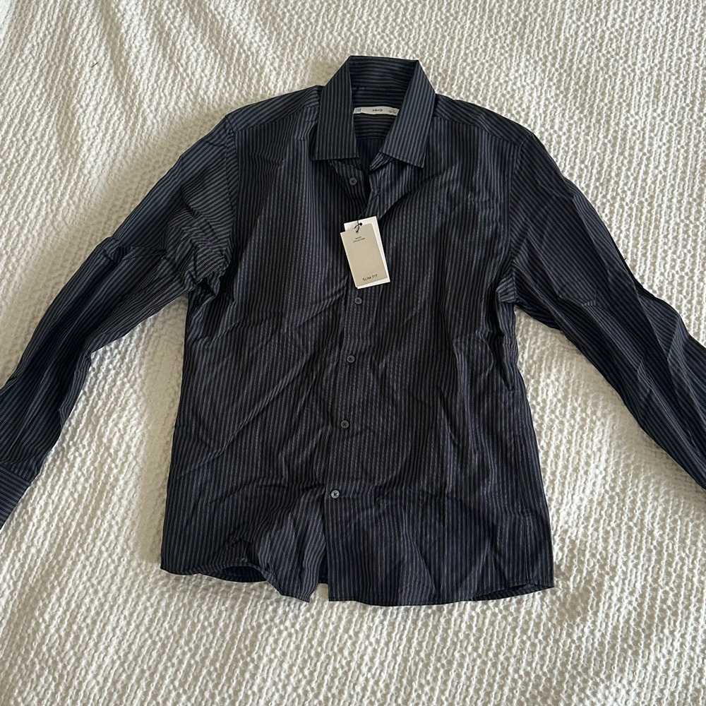 Women’s Mango Black Striped button up shirt